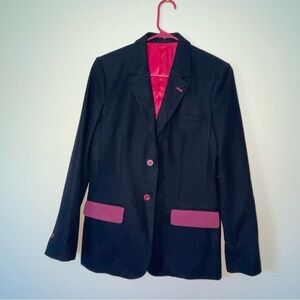 Vicomte A Wool Blend Blazer – Blue w/ Pink Detail, Size 1